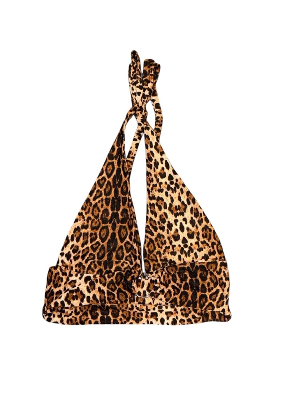 409. SHEIN Leopard Women’s Print Halter Festival Y2K Crop Top - Brown & Black